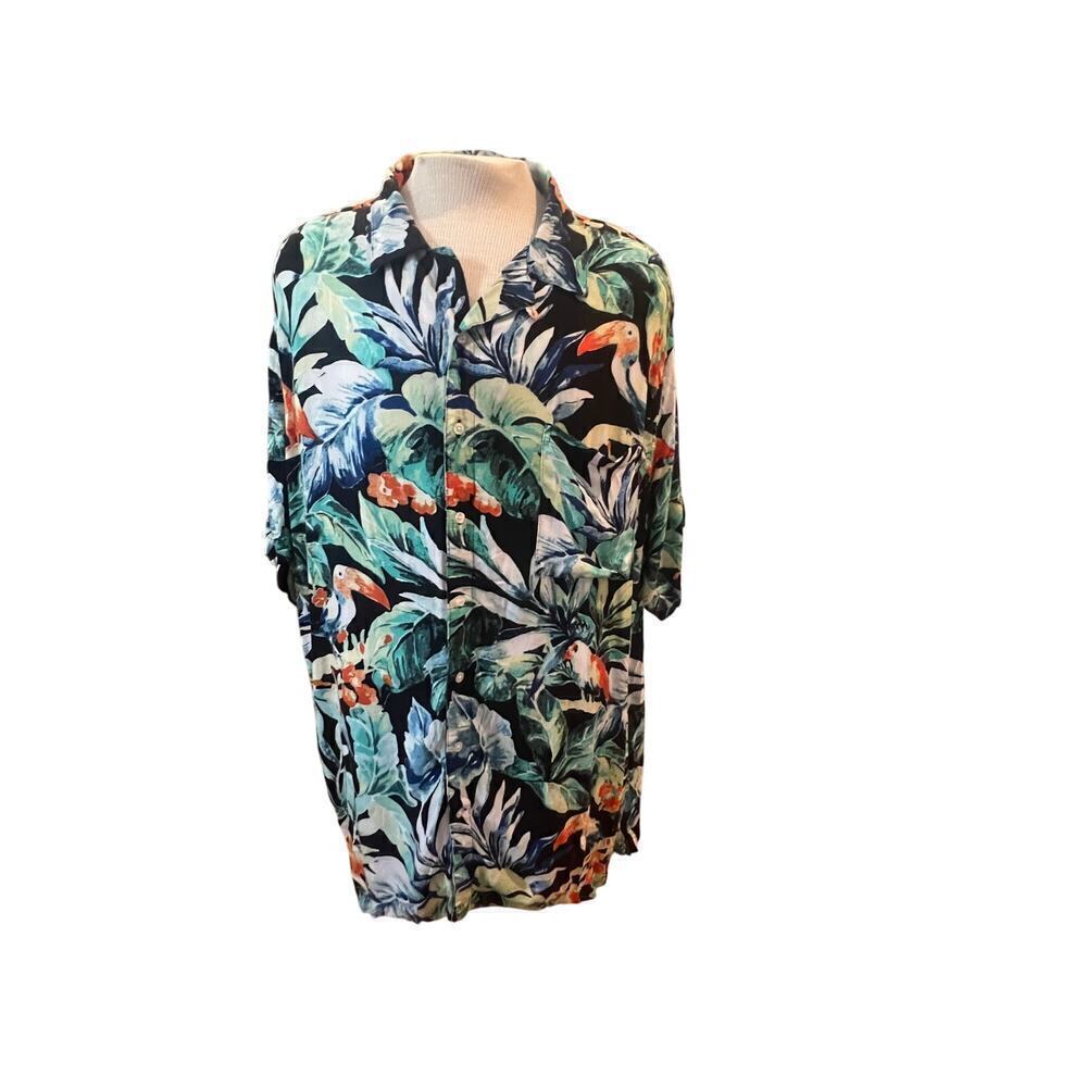 FOUNDRY SUPPLY CO HAWIAAN BUTTON UP PARROT MENS PLUS 3XL